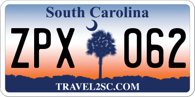 SC license plate ZPX062
