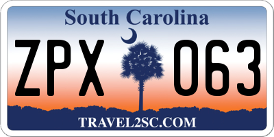 SC license plate ZPX063