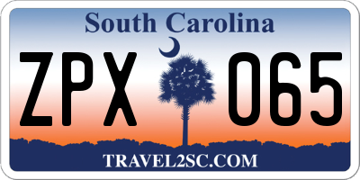 SC license plate ZPX065