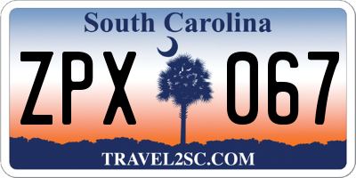 SC license plate ZPX067