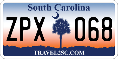 SC license plate ZPX068