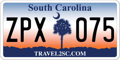SC license plate ZPX075