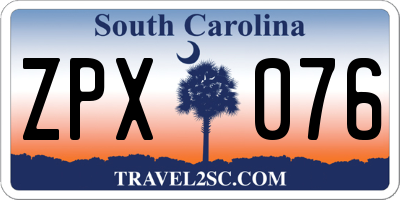 SC license plate ZPX076