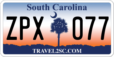 SC license plate ZPX077