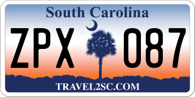 SC license plate ZPX087