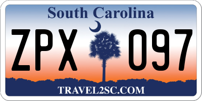 SC license plate ZPX097