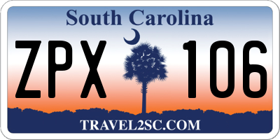 SC license plate ZPX106