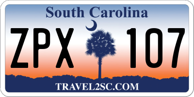 SC license plate ZPX107