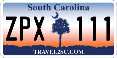SC license plate ZPX111
