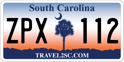 SC license plate ZPX112