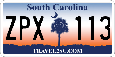 SC license plate ZPX113