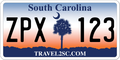 SC license plate ZPX123