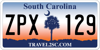 SC license plate ZPX129