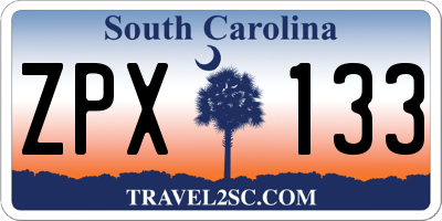SC license plate ZPX133