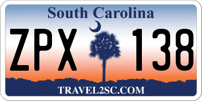 SC license plate ZPX138
