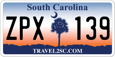 SC license plate ZPX139
