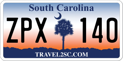 SC license plate ZPX140