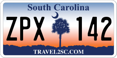 SC license plate ZPX142