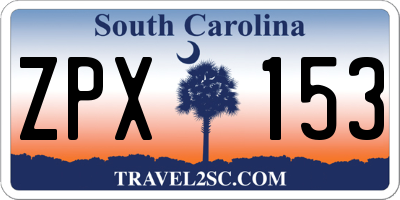SC license plate ZPX153