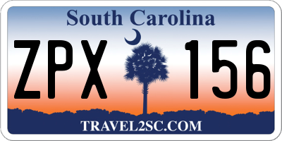 SC license plate ZPX156
