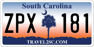 SC license plate ZPX181