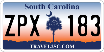 SC license plate ZPX183
