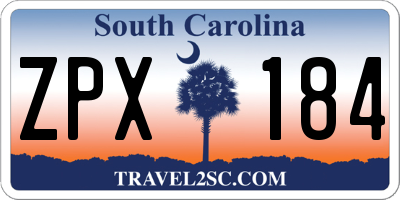 SC license plate ZPX184