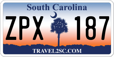SC license plate ZPX187