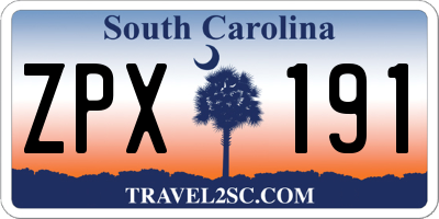 SC license plate ZPX191