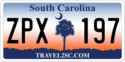 SC license plate ZPX197
