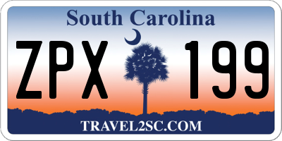 SC license plate ZPX199