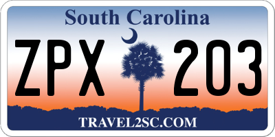 SC license plate ZPX203