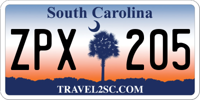 SC license plate ZPX205