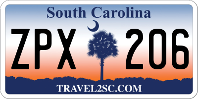 SC license plate ZPX206