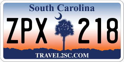 SC license plate ZPX218