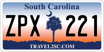 SC license plate ZPX221