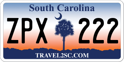 SC license plate ZPX222