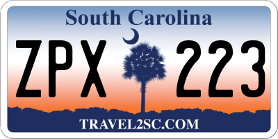 SC license plate ZPX223
