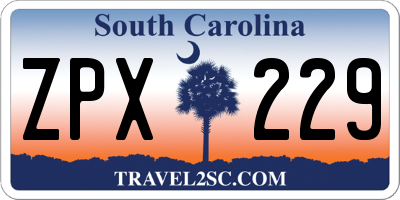 SC license plate ZPX229