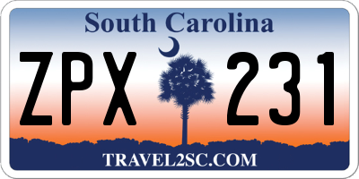 SC license plate ZPX231
