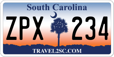 SC license plate ZPX234