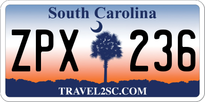 SC license plate ZPX236