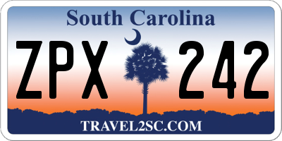 SC license plate ZPX242