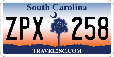 SC license plate ZPX258