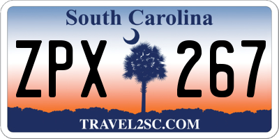 SC license plate ZPX267
