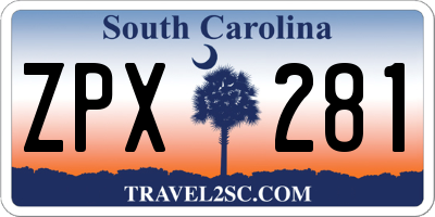 SC license plate ZPX281