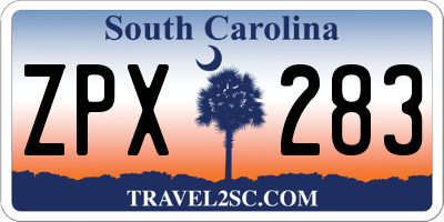 SC license plate ZPX283