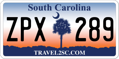 SC license plate ZPX289