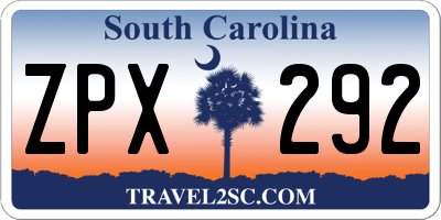 SC license plate ZPX292