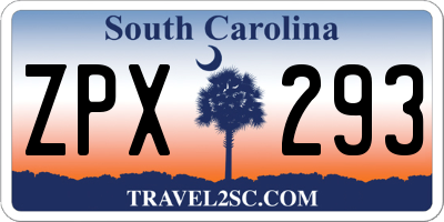 SC license plate ZPX293